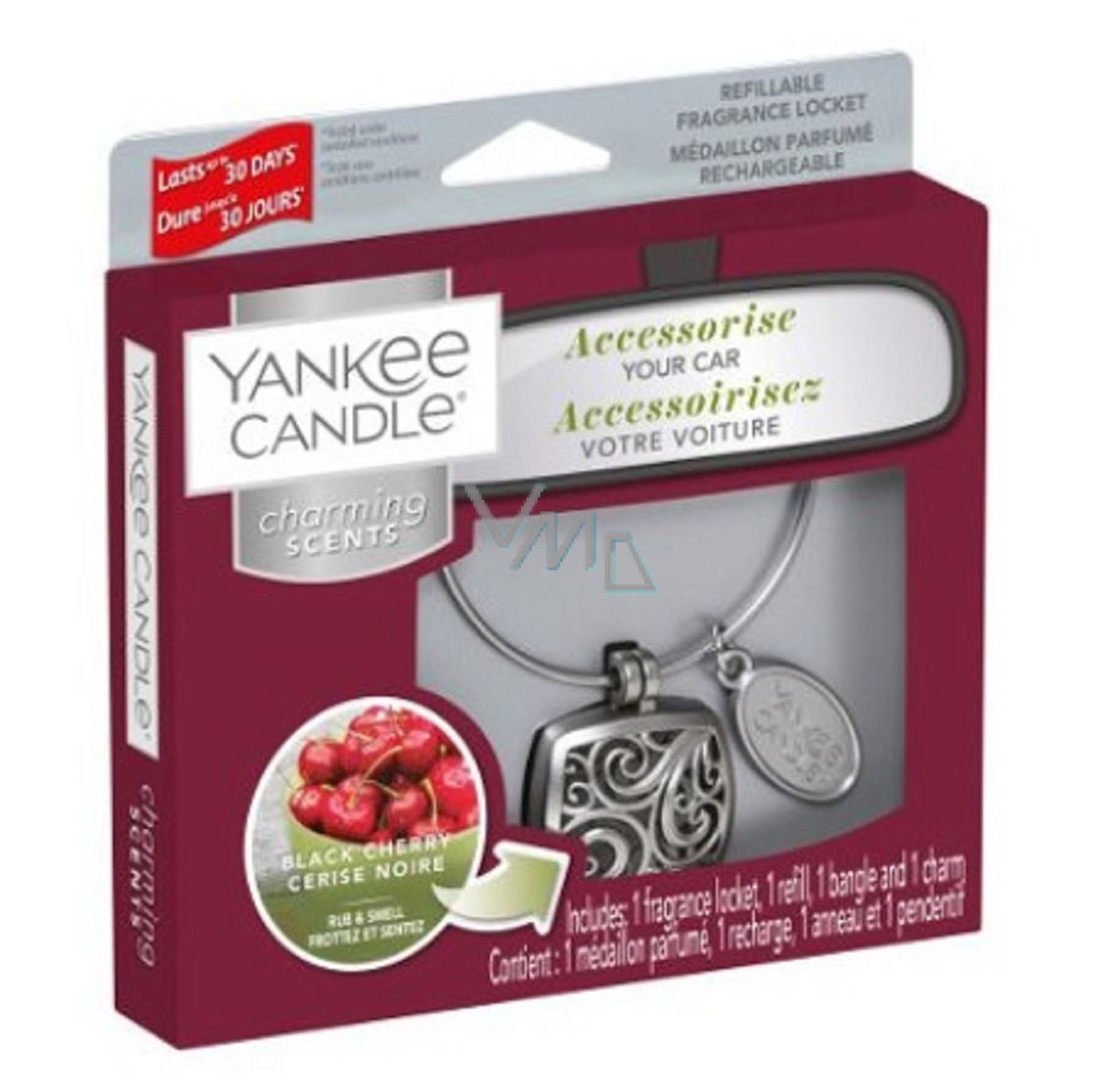 Yankee Candle Black Cherry Ripe Cherry Car Fragrance Metal Silver Tag