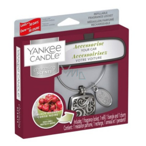 Yankee Candle Black Cherry - Ripe Cherry Car Fragrance Metal Silver Tag Charming Scents set Square 13 x 15 cm, 90 g
