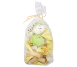 Components for making Easter decoration yellow-green, eggs, wooden ornaments 100 g