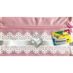 Donau Gimboo school pencil case with zipper pink heart 22 x 12 cm