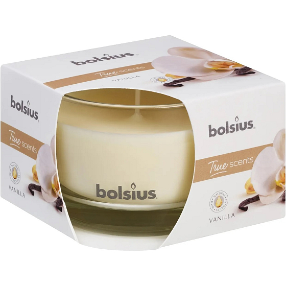 Bolsius True Scents Vanilla - Vanilla Scented Candle in Glass 90 x 63 mm