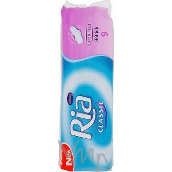 Ria Classic Super Plus sanitary napkins longer with wings 9 pieces