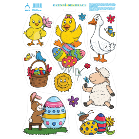 Arch Easter sticker, window film without adhesive Chicken with flower 33 x 24 cm