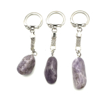 Amethyst Lavender Malawi keychain pendant natural stone approx. 10 cm 1 piece, , stone of kings and bishops