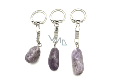 Amethyst Lavender Malawi keychain pendant natural stone approx. 10 cm 1 piece, , stone of kings and bishops