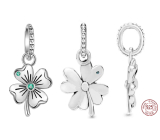 Charm Sterling silver 925 Four-leaf clover for luck, nature bracelet pendant