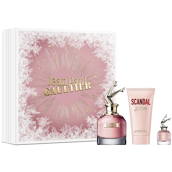 Jean Paul Gaultier Scandal Eau de Parfum 50 ml + Body Lotion 75 ml + Eau de Parfum Miniature 6 ml, gift set for women