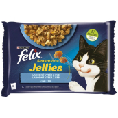 Felix Sensations Jellies Multipack salmon and cod in flavoured jelly, complete food for adult cats 4 x 85 g