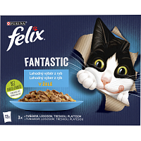 Felix Fantastic pouches for cats with salmon, plaice, tuna and cod, 12 × 85 g