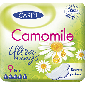 Carin Ultra Wings Kamille women's pads, 9 pcs