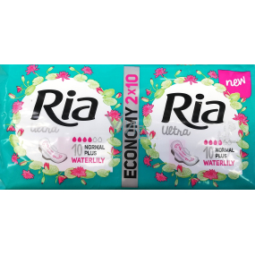 Ria Ultra Normal Plus Waterlily sanitary towels 2 x 10 pieces