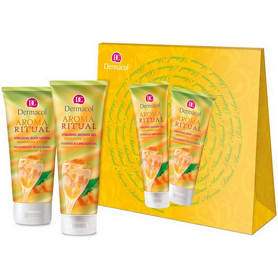 Dermacol Aroma Ritual Tangerine Sorbet Uplifting Shower Gel with Tangerine Oil 250 ml + Body Lotion 200 ml, cosmetic set