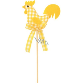 Rooster made of yellow checkered fabric 7 cm + skewers