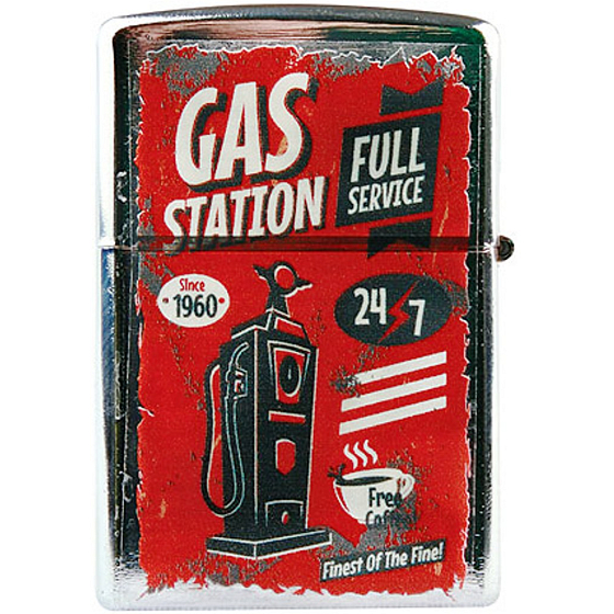 Bohemia Gifts Retro metal petrol lighter with Gas Station print 5.5 x 3.5 x 1.2 cm