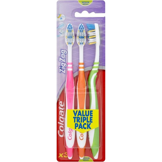 Colgate Zig Zag Medium medium toothbrush 3 pieces
