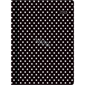 Albi Diary 2018 daily Black with polka dots 12.5 cm x 17 cm x 2.2 cm