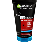 Garnier Pure Active 3in1 Cleansing Gel, Peeling and Mask with Activated Charcoal against Blackheads 150 ml