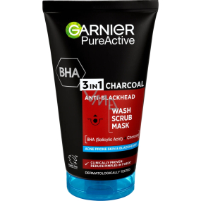 Garnier Pure Active 3in1 Cleansing Gel, Peeling and Mask with Activated Charcoal against Blackheads 150 ml