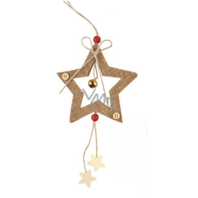 Jute star with a bell for hanging 19 cm