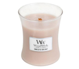 WoodWick Vanilla & Sea Salt - Vanilla and sea salt scented candle with wooden wick and lid glass medium 275 g