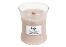 WoodWick Vanilla & Sea Salt - Vanilla and sea salt scented candle with wooden wick and lid glass medium 275 g