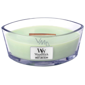 WoodWick Sweet Lime Gelato - Sweet ice cream scented candle with wooden wide wick and glass ship lid 453 g