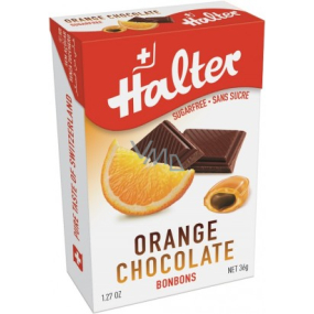 Halter Orange Chocolate - Orange with chocolate candy without sugar, with natural sweetener Isomalt, also suitable for diabetics 36 g