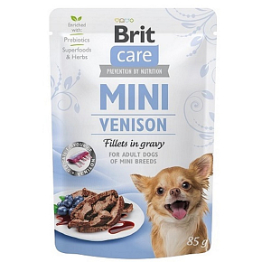 Brit Care Mini Venison Fillets In Gravy complete super premium food for adult mini breed dogs pouch 85 g