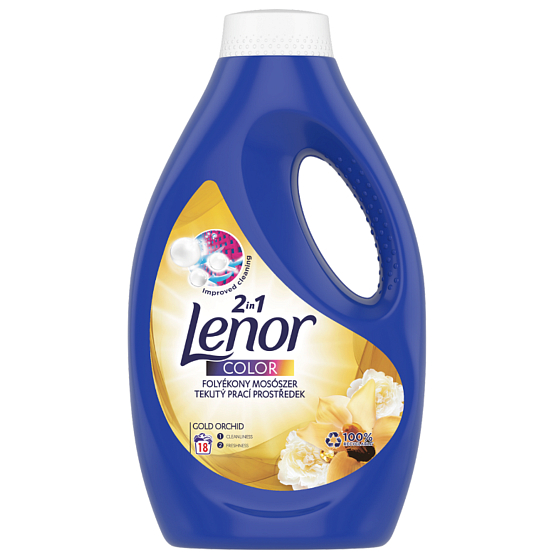 Lenor Color 2in1 Gold Orchid scent of vanilla, mimosa, roses, and peaches liquid laundry detergent for colored clothes 18 washes 990 ml