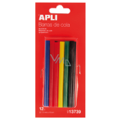 Apli Hot Glue Sticks 7.5 mm x 10 cm, assorted colors, 12 pieces