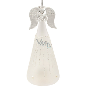 Glass angel standing white 15 cm