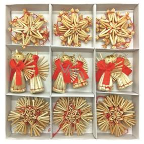 Straw ornaments in a box of about 6 cm 30 pieces
