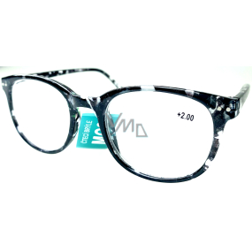 Berkeley Reading glasses +2 plastic tabby white-black 1 piece MC2198