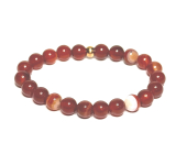 Agate red bracelet elastic natural stone, bead 8 mm / 16-17 cm, adds recoil and strength
