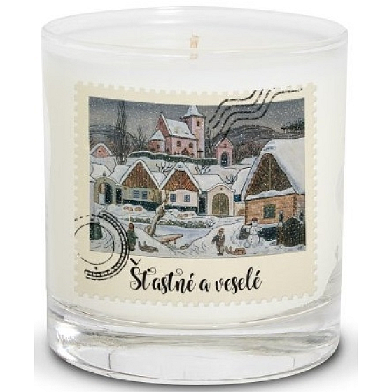 Nekupto Christmas candle Josef Lada Winter landscape 7 x 7,5 cm