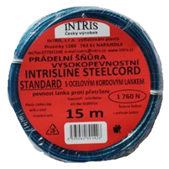 Intris Washing line with steel cord 15 m 1 piece different colours