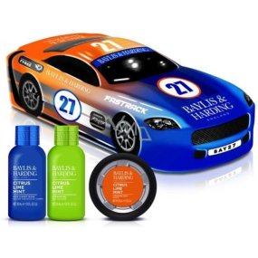 Baylis & Harding Citrus, Lime and Mint shower gel for body and hair 30 ml + shower gel 30 ml + solid soap 50 g + racing car, cosmetic set for men