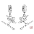 Charm Sterling silver 925 Skiing Wonderful Journey, pendant on bracelet sport