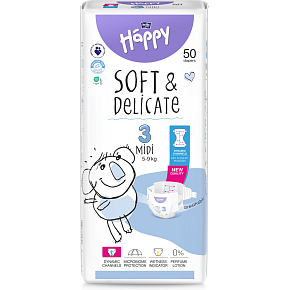 Bella Happy Midi 3 disposable baby diapers 5-9 kg, 50 pcs
