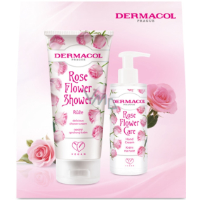Dermacol Rose Flower - Rose intoxicating shower cream 200 ml + hand moisturizer 150 ml, cosmetic set for women
