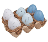 Plastic eggs in a nest on a plate 6 cm, 6 pieces