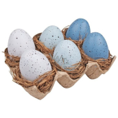 Plastic eggs in a nest on a plate 6 cm, 6 pieces