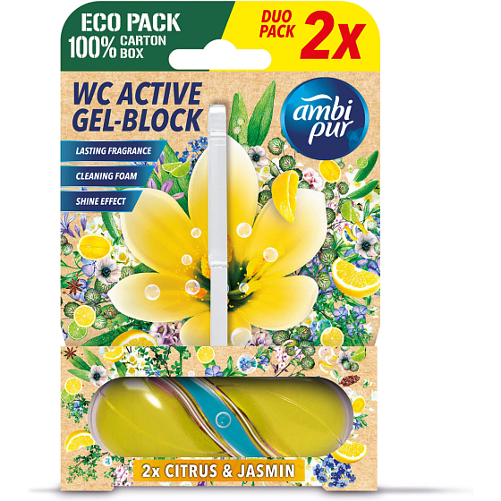 Ambi Pur WC Active Gel Block Lemon & Jasmine 2x45 g