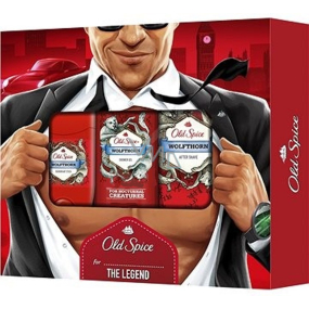 Old Spice Wolfthorn shower gel 250 ml + solid deodorant 50 ml + aftershave 100 ml, cosmetic set