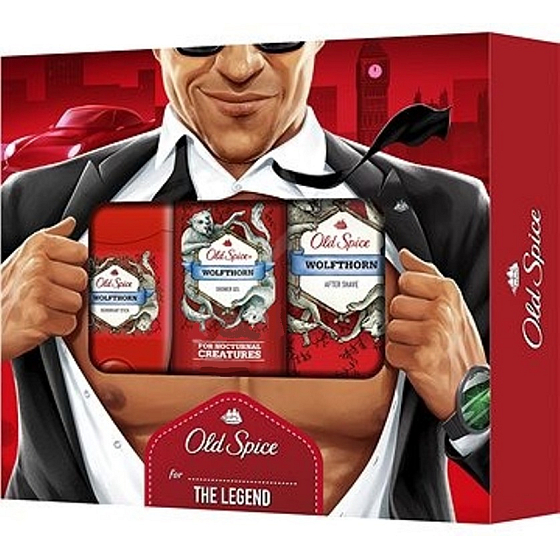 Old Spice Wolfthorn shower gel 250 ml + solid deodorant 50 ml + aftershave 100 ml, cosmetic set