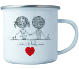Bohemia Gifts Enamel Mug with Print "Ještě že tě lásko mám" 8 cm
