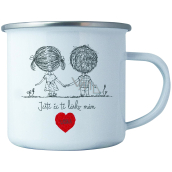 Bohemia Gifts Enamel Mug with Print "Ještě že tě lásko mám" 8 cm