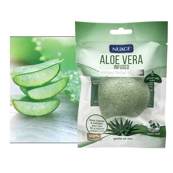 Nuage Konjac with Active Aloe Vera Cleansing Sponge 1 piece