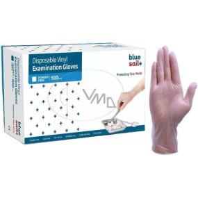 Blue Sail + Disposable examination gloves, vinyl, powder-free, non-sterile, size L, box of 100 pieces