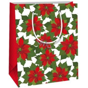 Ditipo Gift paper bag 11.5 x 6.5 x 14.5 cm white background Poinsettia E